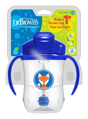 Kubek DR.BROWN'S ze słomką 270 ml z uchwytami 6 M + niebieski