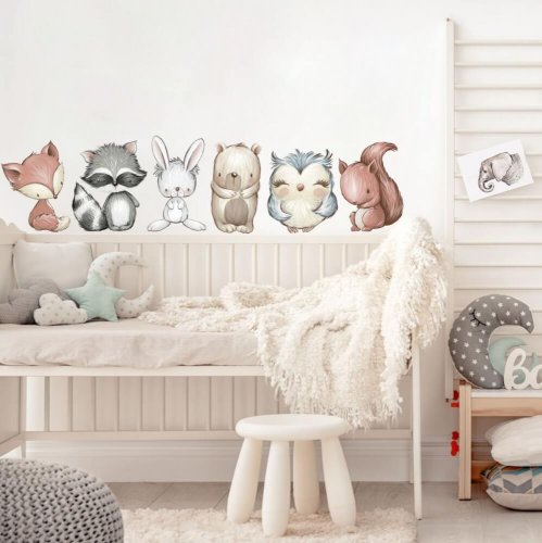 Autocolantes decorativos infantis - Animais por cima da cama N.1.