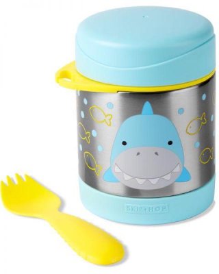 SKIP HOP Zoo Termos do jedzenia z łyżką/widelcem Shark 325 ml, 3+ + AQUAINT 500 ml