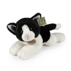 Rappa Plush white and black cat lying 30 cm ECO-FRIENDLY