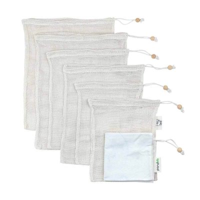 Mrežasta vrećica od organskog pamuka za voće, povrće i kruh set od 7 komada