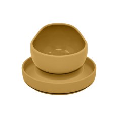 PETITE&MARS Dining set silicone TAKE&MATCH 2 pcs plate + bowl Intense Ocher 6m+