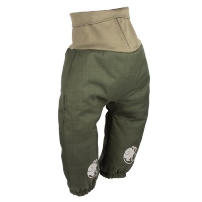Otroške rastoče zimske softshell hlače s krznom Monkey Mum® - Kaki lovec