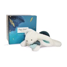 Conjunto de presente Doudou - Coelho de pelúcia com pompom azul escuro 25 cm