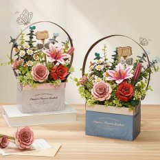 Puzzle 3D en bois RoboTime - Panier de fleurs