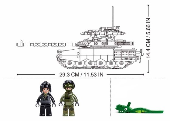 Sluban Model Bricks M38-B1377 Panzer T-90M-S im Maßstab 1:35