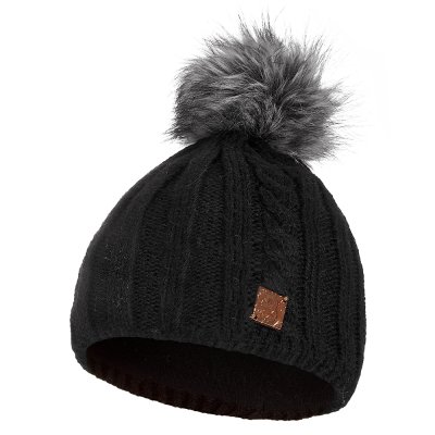 Berretto lavorato a maglia a coste con treccia Outlast ® - nero