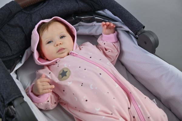 Kombinezon podszyty BIO DR Outlast® - jasnoróżowe gwiazdki/różowy baby