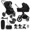 MUUVO SET Kinderwagen 4in1 Quick SE 2 Chromium black Set + CBX By CYBEX Aton B2 i-Size + Basis
