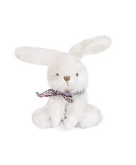 Doudou Pluszowy króliczek z chustką 12 cm fioletowy w kwiatki