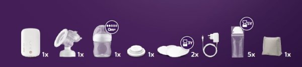 Philips AVENT Milchpumpe Elektrisch Premium Wiederaufladbar SCF396/31+Geschenk