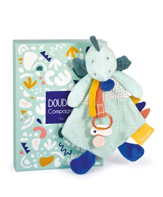 Doudou Zestaw prezentowy - Zabawka z uchwytem na smoczek dinozaur zielony 23 cm