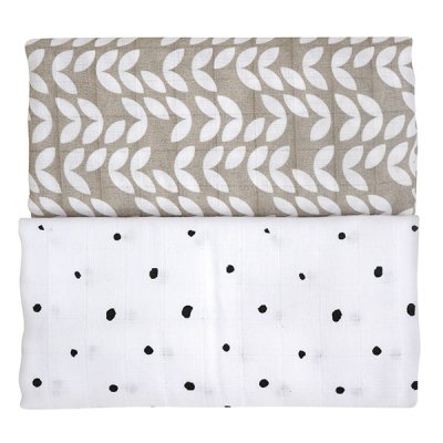 MOTHERHOOD Premium Musselindecke und Wickeltuch 2 Stück Beige Classics 100x120 cm