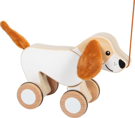 small foot Jouet à tirer en bois Chien avec des oreilles bruissantes