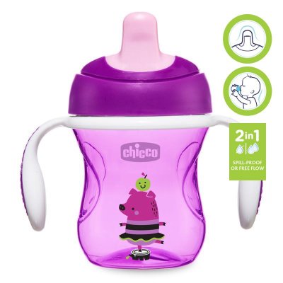 CHICCO Trainingsbecher mit Henkel 200 ml lila 6m+