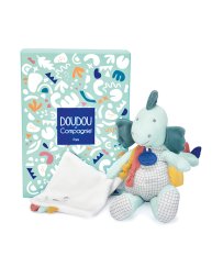 Doudou Geschenkset - Plüsch Dinosaurier mit Decke 25 cm grün