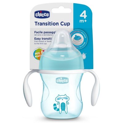 Kubek edukacyjny CHICCO Przejście z uchwytami 200 ml niebieski 4m+