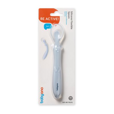 Colher de silicone BABYONO - azul 6m+