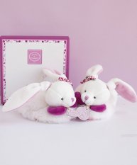 Coffret cadeau Doudou - Ensemble de chaussons avec hochets lapin 6-12 mois