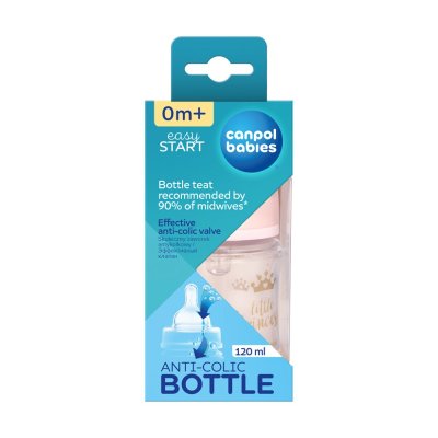 CANPOL BABIES Flasche mit weiter Öffnung Royal Baby 120 ml rosa