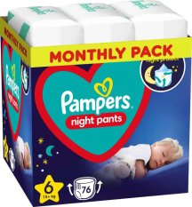 PAMPERS Night Pants Jednokratne pelene gaćice 6 (15 kg+) 76 kom - MJESEČNE ZALIHE