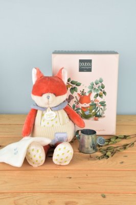 Doudou Zestaw prezentowy Pluszowy lis Romarin z kocykiem 28 cm