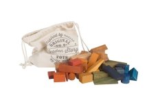 Wooden Story Kostki w woreczku bawełnianym - 60 szt. - Tęcza