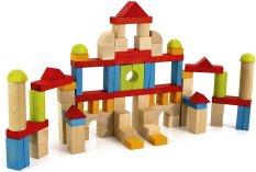 Jeujura Lesene kocke barvne 82 kosov