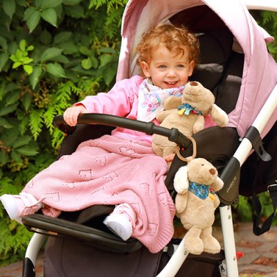 BABYONO Kocyk bambusowy dziergany różowy 75x100 cm
