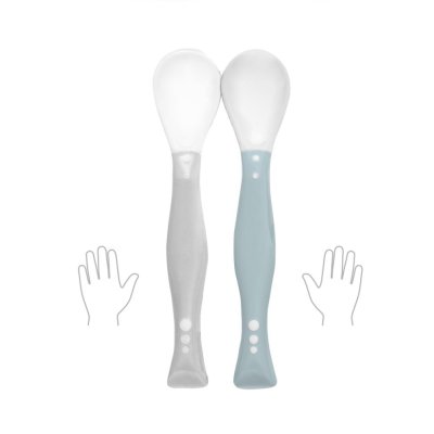 BABYONO Flexi spoons 2 pcs grey/blue pastel