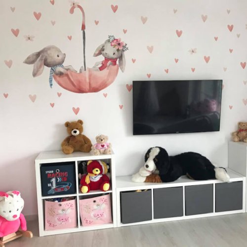 Children's wall stickers - Bunnies on an umbrella