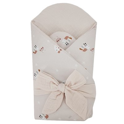 EKO Musselin-Wickeltuch mit herausnehmbarer Kokosnusseinlage Bees Musselin Beige 75x75 cm