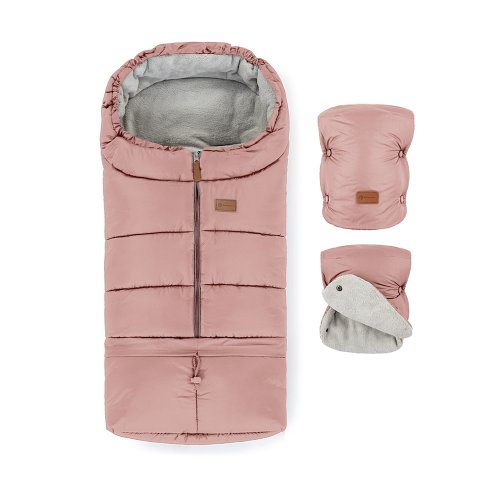 Zestaw zimowa torba PETITE&MARS Jibot 3w1 + rękawiczki do wózka Jasie Dusty Pink