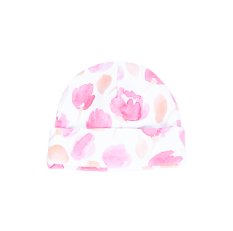 ENIE BABY Czapka dziecięca z zagięciem Pink Leaves dziewczynka 0-3m