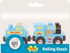 Bigjigs Rail Modra lokomotiva z vagonom + 2 tirnici