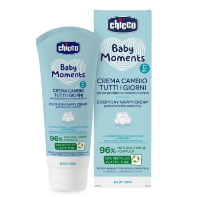 CHICCO Baby Moments cremă pentru fundul bebelușilor fără parfum pentru fiecare zi 100ml, 0m+