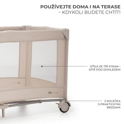 KINDERKRAFT Potovalna posteljica Joy 2 z dodatki Beige