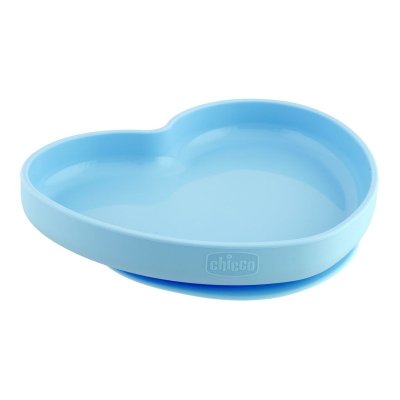 CHICCO Assiette coeur en silicone, bleu-vert 9m+