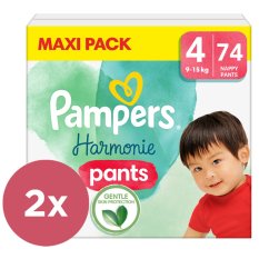 2x Majtki pieluszkowe PAMPERS Harmonie Pants rozm. 4 (74 szt.) 9-15 kg