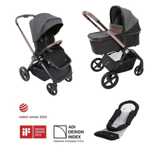 CHICCO Stroller combined Mysa 3 in 1 Black Satin + Chicco All around bouncer FREE