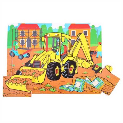 Bigjigs Toys Drewniane puzzle koparka 9 elementów
