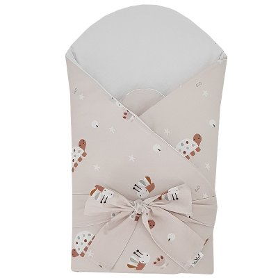 Otulacz bawełniany EKO z wyjmowanym wkładem kokosowym i kokardką Bees Beige 75x75 cm
