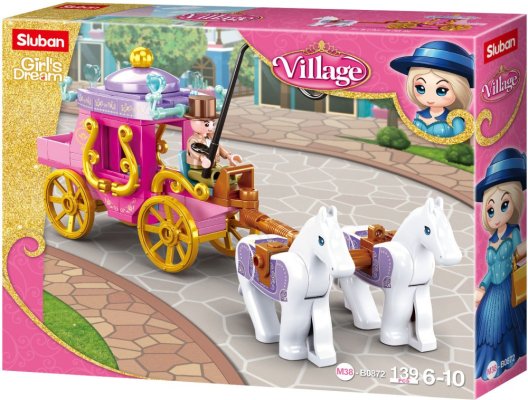 Sluban Girls Dream Village M38-B0872 Historische Kutsche mit Steckenpferden