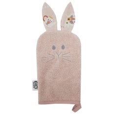 ECO Katoenen washandje met oren Bunny Rose roze 20x15 cm