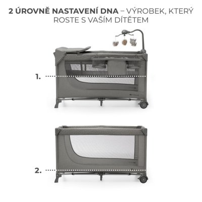 KINDERKRAFT Reisebett Joy 2 mit Zubehör Dark Grey