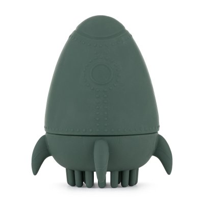 PETITE&MARS Hračka silikonová do vody s kartáčkem Splashy Rocket Misty Green 6m+