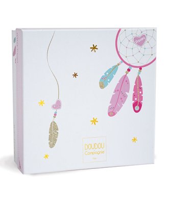 Doudou Presentförpackning - mjuk snuttefilt rosa katt 26 cm