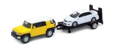 Welly Autotransporter Toyota FJ Cruiser + Toyota Corolla 1:34
