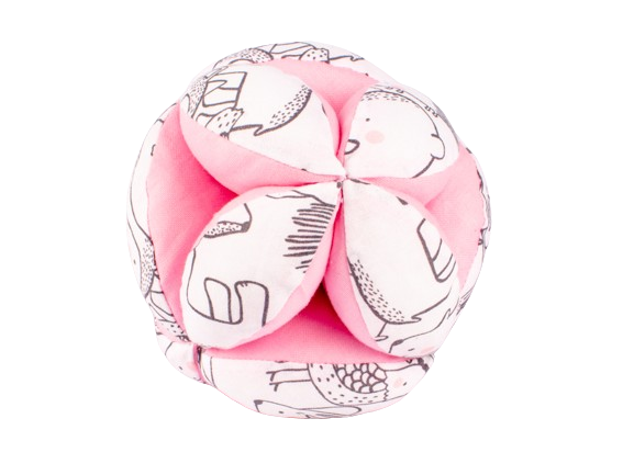 MyMoo μπάλα Busy cube για λεπτές κινητικές δεξιότητες - ζώα του δάσους/ροζ