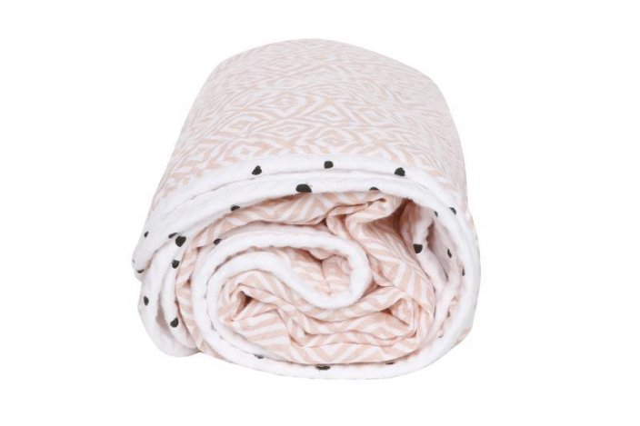 MOTHERHOOD Filt bomullsmuslin tvålagers förtvättade rosa rutor 95x110 cm
